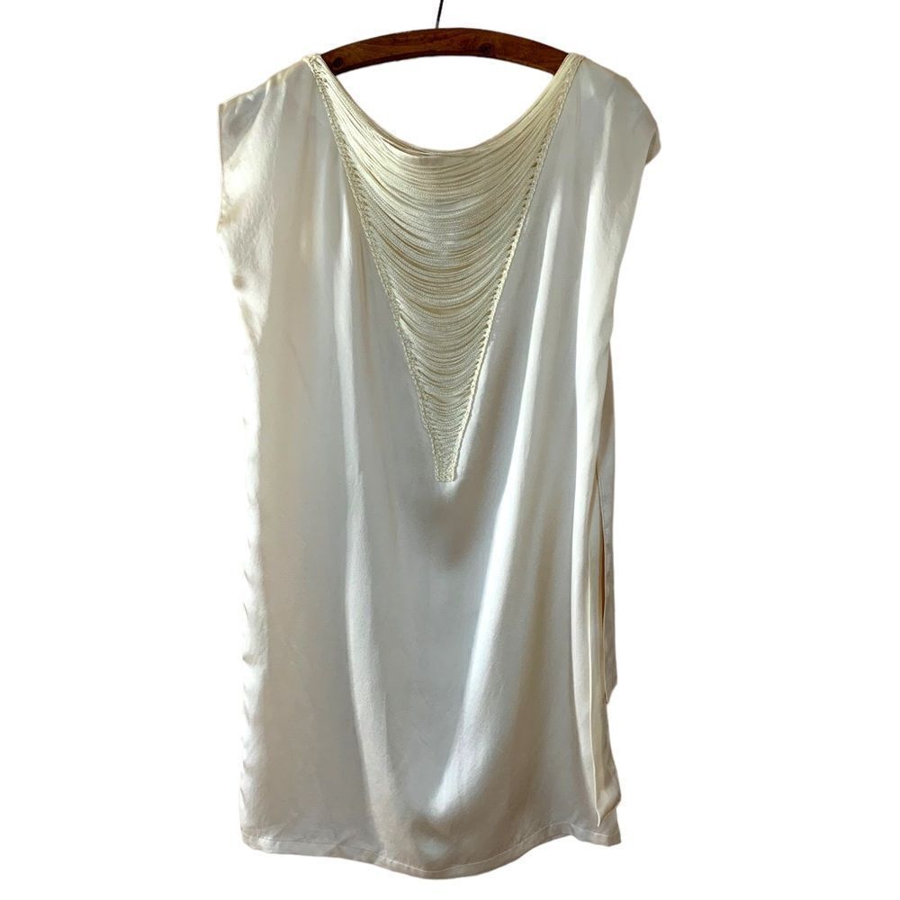 Masha Osoianu Silk Draped Fringe Dress